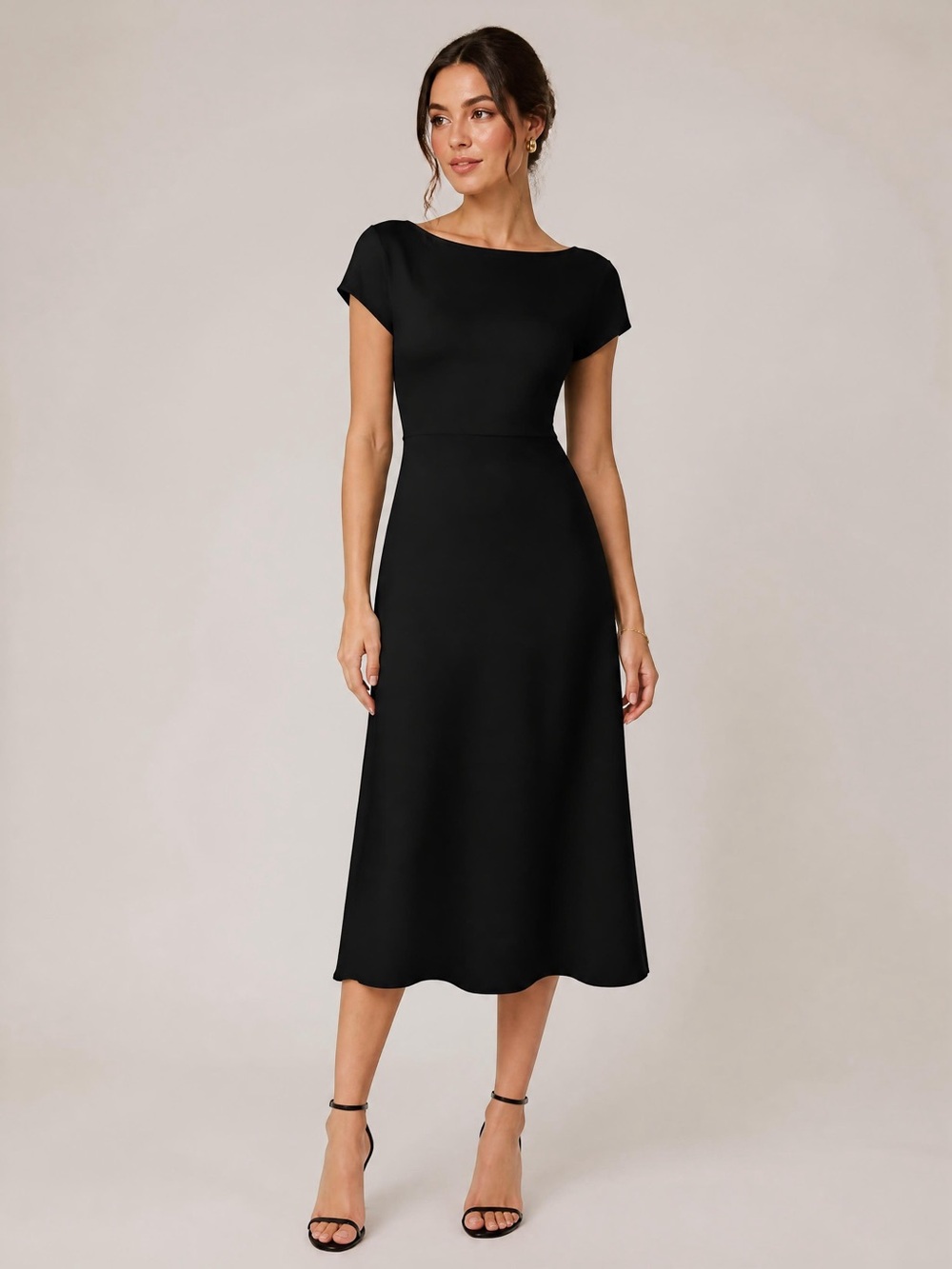 Leith Black Boatneck Midi Dress
